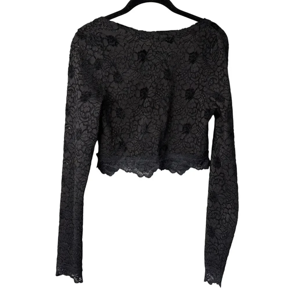 Intimately Free People Cloud Ride Floral Lace Crop Top Black SZ S Festival Boho